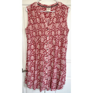 Knox Rose Women's Boho Button Front Dress Sz XL Floral Crinkle Smocked Cowgirl